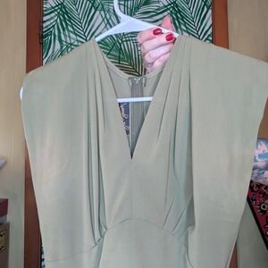 Stop Staring Olive Green V-Neck Dress